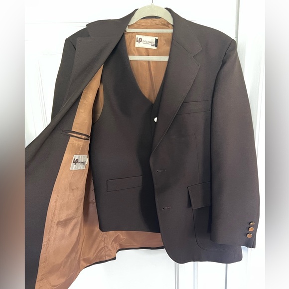 Vintage 70s Levi’s Panatela Brown Blazer & Vest Set Size L Men’s Suit Jacket - Picture 4 of 15